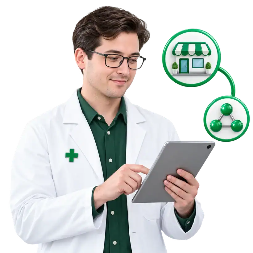 A pharmacy manager handling internal and external staffing from one tablet