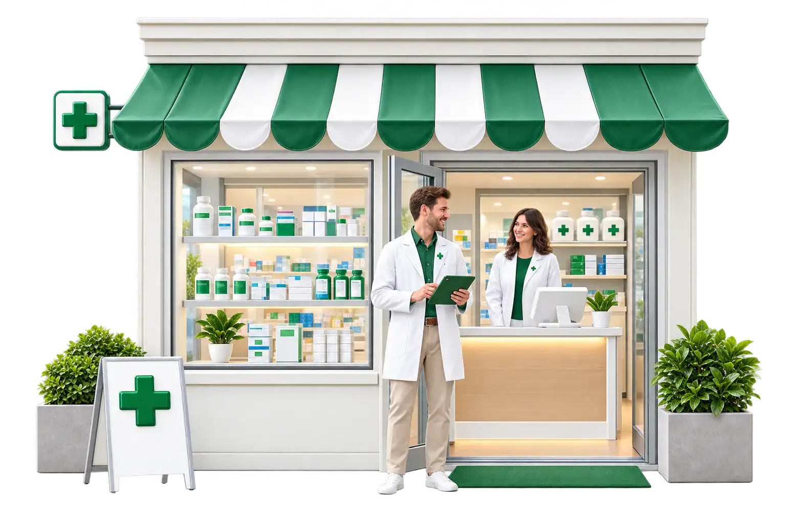 An owner and colleague at one community pharmacy