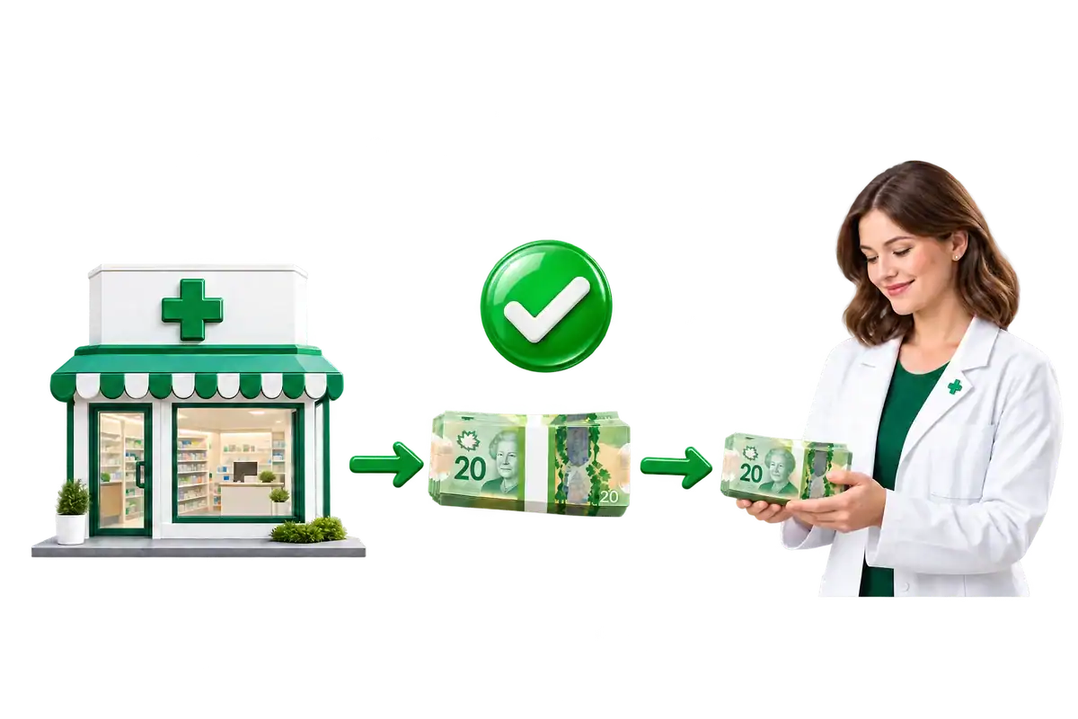 The pharmacy can put more of its budget toward pharmacist pay with no per-shift platform fee.