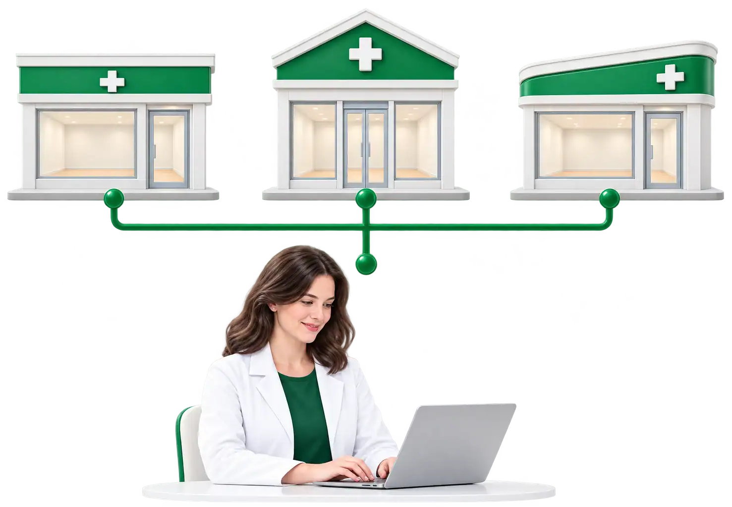 A staffing coordinator connecting three pharmacy locations to one shared staffing pool