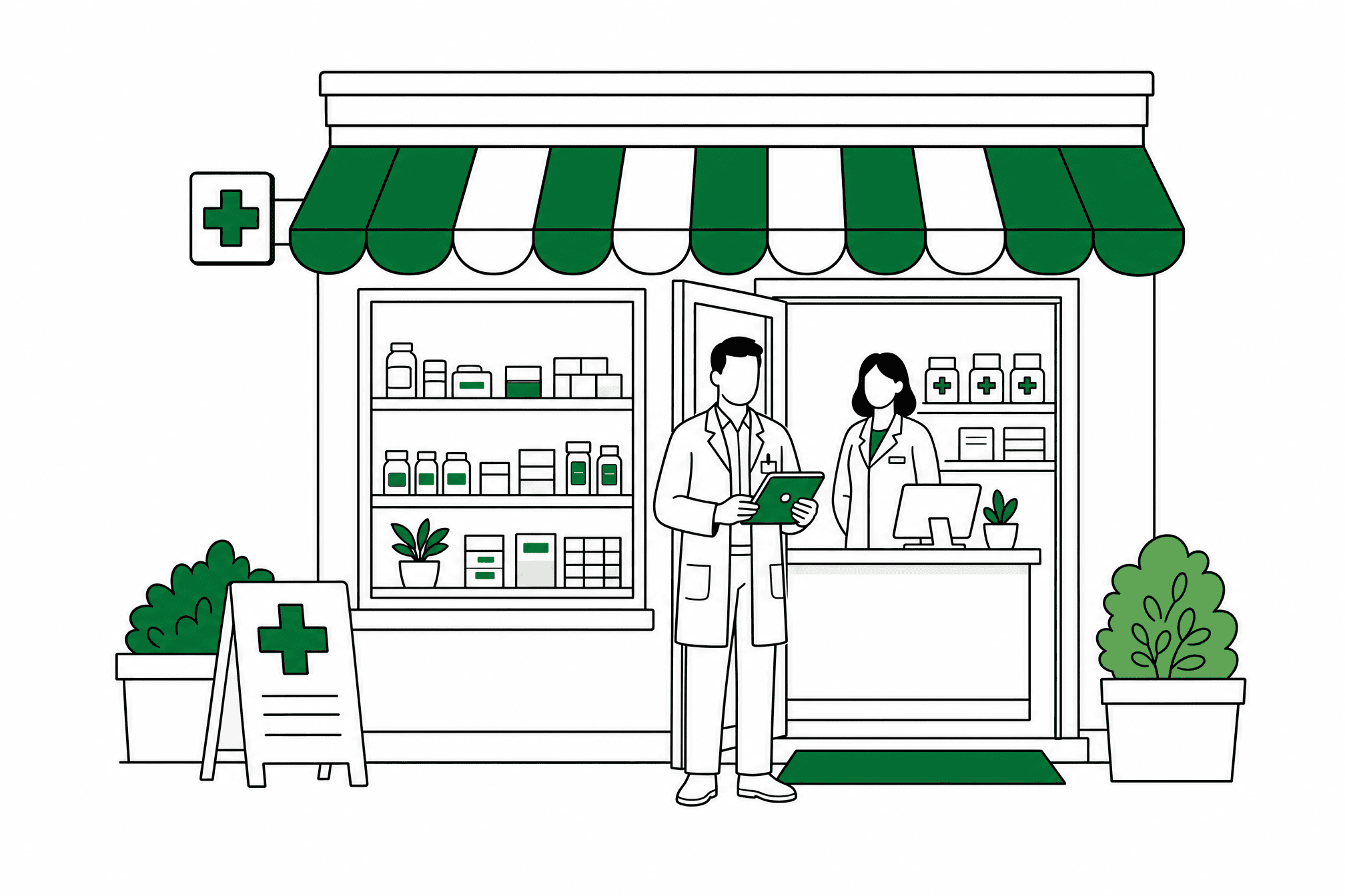 An owner and colleague at one community pharmacy